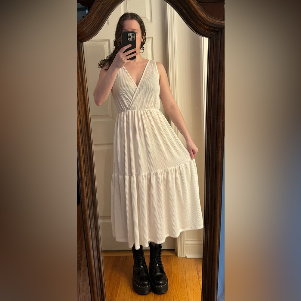 ~2 for $12~ White Midi Wrap Dress
